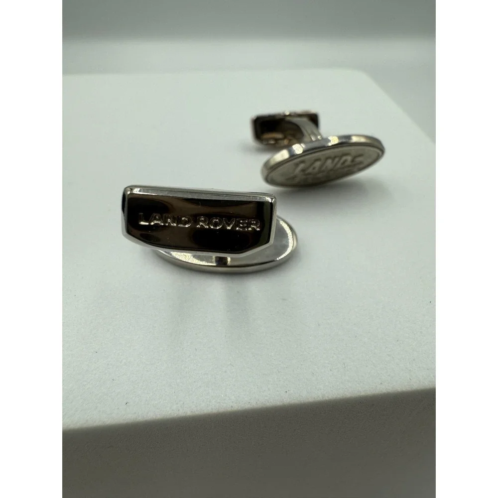 Land Rover Logo Cufflinks Silver Tone Oval Automotive Accessories with Box